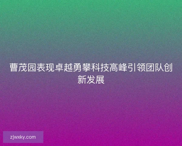 曹茂园表现卓越勇攀科技高峰引领团队创新发展